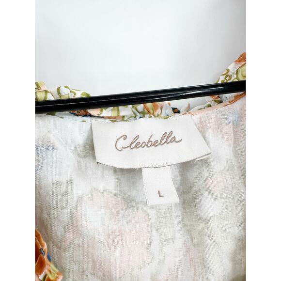 Cleobella Farrah Retro Floral Print Ruffled Puff Sleeve A-Line Poplin Mini Dress - Picture 6 of 7